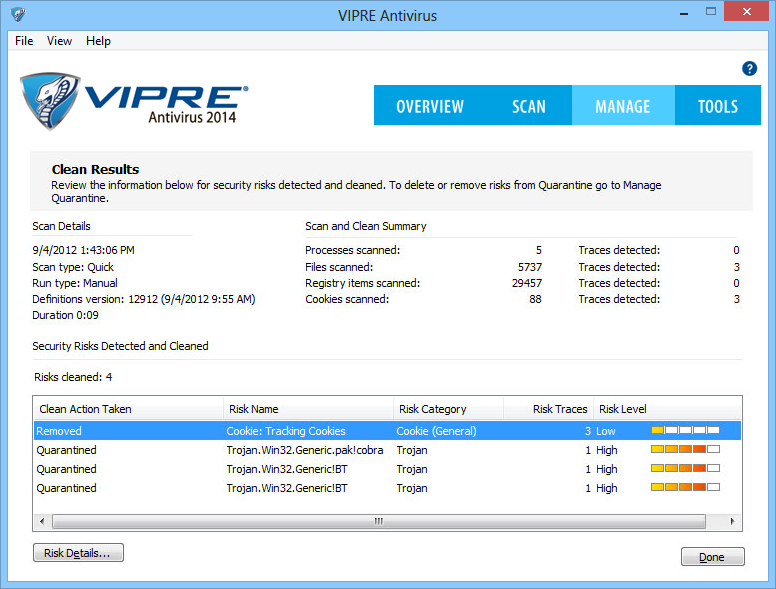 VIPRE Antivirus Karantinası